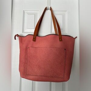 Portland Leather Goods large zipper tote in Flamingo. New